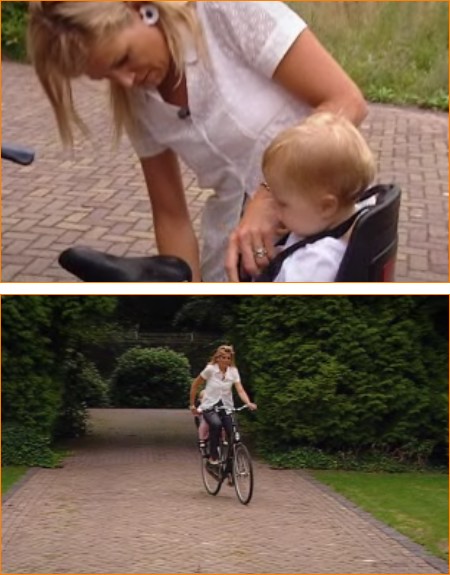 Prinses Máxima en prinses Alexia op de fiets, 2006.