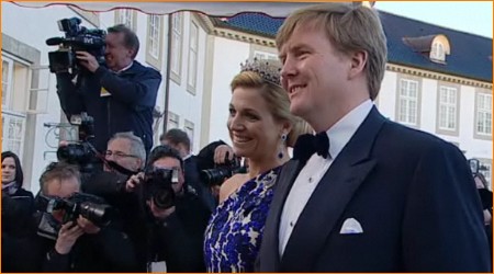 Prins Willem-Alexander en Prinses Máxima bij aankomst