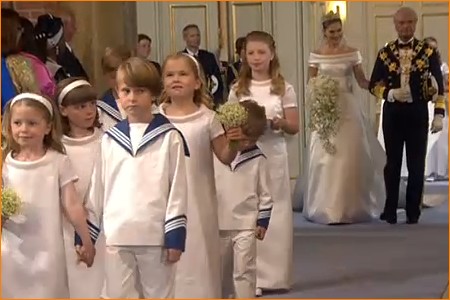 Prinses Amalia op 19 juni 2010, bruidsmeisje huwelijk Kroonprinses Victoria van Zweden